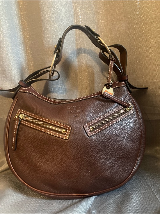 Dooney & Bourke Handbags - Dooney & Bourke Brown Pebbled Leather Crescent Hobo Shoulder Bag vintage